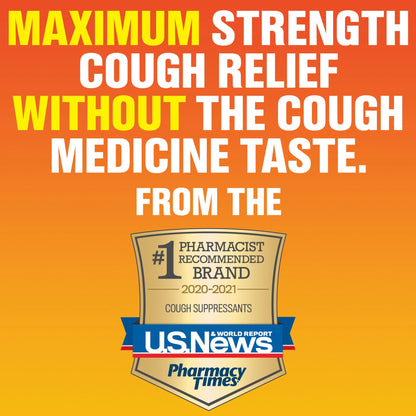 Maximum Strength  Cough Suppressant, Fast Release Caplets, Lasts up to 8 Hour Day or Night, 20 Count.