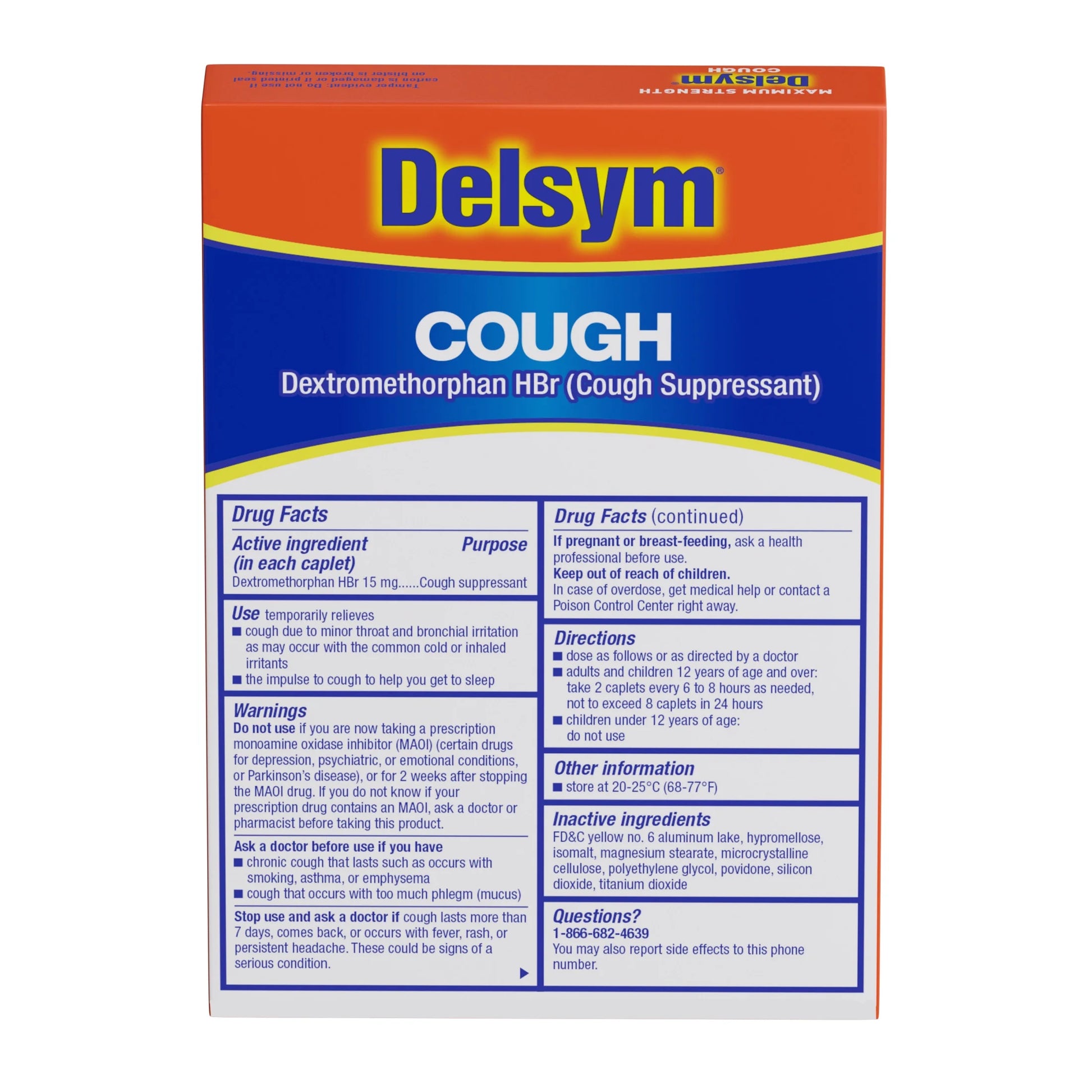 Maximum Strength  Cough Suppressant, Fast Release Caplets, Lasts up to 8 Hour Day or Night, 20 Count.