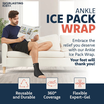 Ankle Ice Pack Wrap for Injuries Reusable, Foot Ice Pack Wrap - Cold Compression Therapy for Pain Relief, Plantar Fasciitis, Sprained Ankles, Achilles Tendonitis Relief