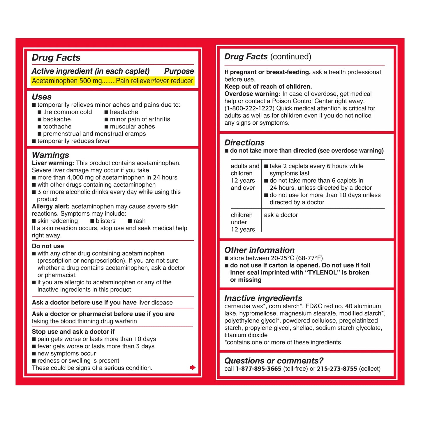 Extra Strength Caplets with 500 Mg Acetaminophen, 100 Ct