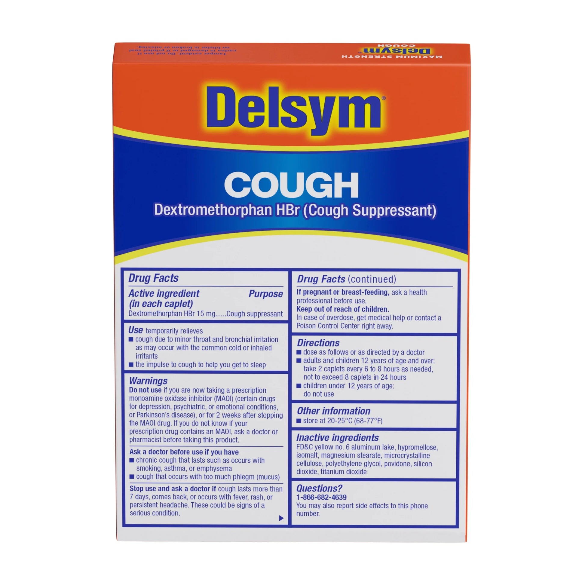 Maximum Strength  Cough Suppressant, Fast Release Caplets, Lasts up to 8 Hour Day or Night, 20 Count.