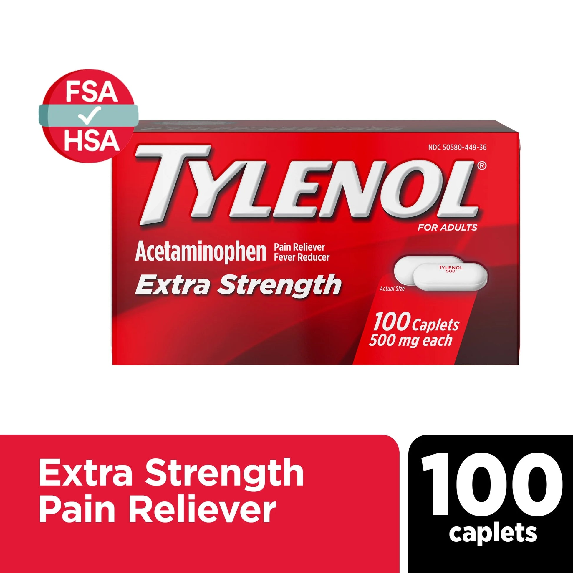 Extra Strength Caplets with 500 Mg Acetaminophen, 100 Ct